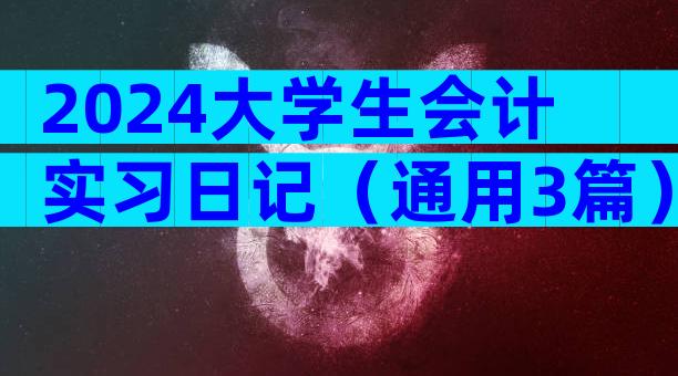 2024大学生会计实习日记（通用3篇）