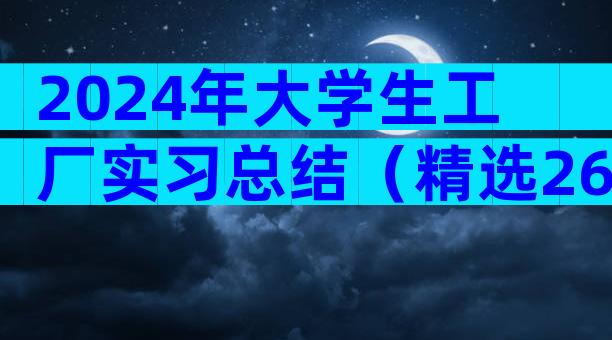 2024年大学生工厂实习总结（精选26篇）