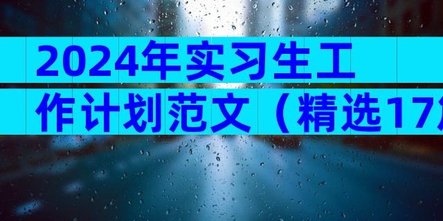 2024年实习生工作计划范文（精选17篇）