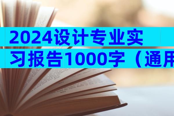 2024设计专业实习报告1000字（通用26篇）