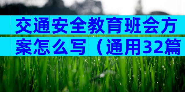 交通安全教育班会方案怎么写（通用32篇）