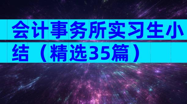 会计事务所实习生小结（精选35篇）