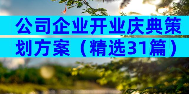 公司企业开业庆典策划方案（精选31篇）