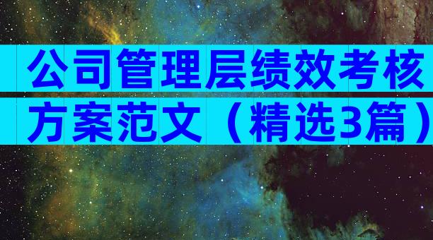 公司管理层绩效考核方案范文（精选3篇）