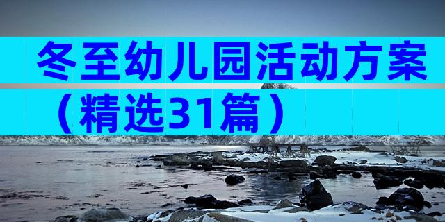 冬至幼儿园活动方案（精选31篇）