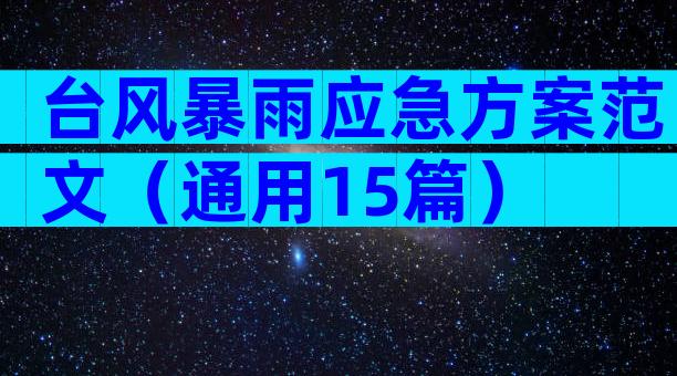 台风暴雨应急方案范文（通用15篇）