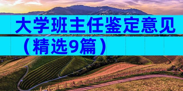 大学班主任鉴定意见（精选9篇）