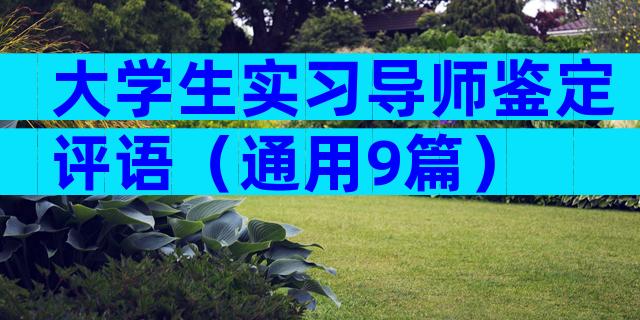 大学生实习导师鉴定评语（通用9篇）