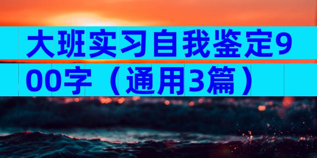 大班实习自我鉴定900字（通用3篇）