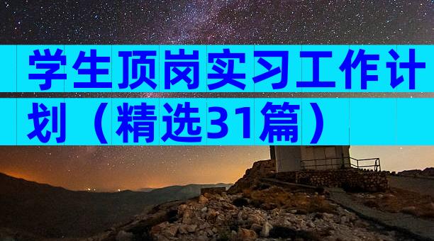 学生顶岗实习工作计划（精选31篇）