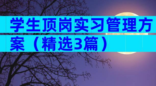 学生顶岗实习管理方案（精选3篇）