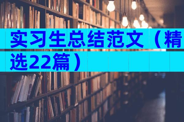 实习生总结范文（精选22篇）