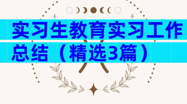 实习生教育实习工作总结（精选3篇）