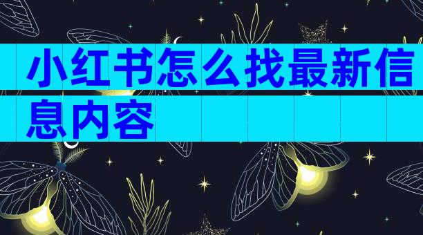 小红书怎么找最新信息内容