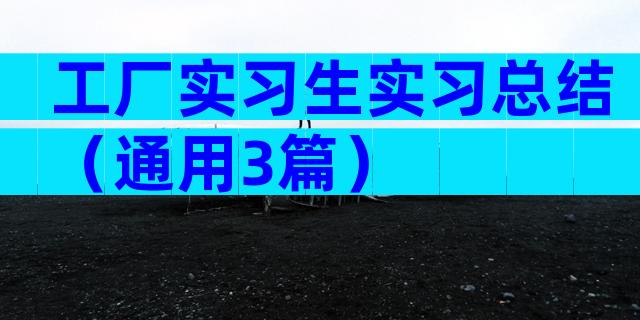 工厂实习生实习总结（通用3篇）