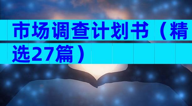 市场调查计划书（精选27篇）