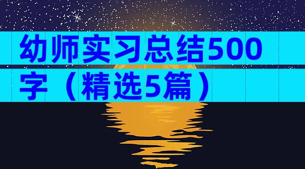 幼师实习总结500字（精选5篇）