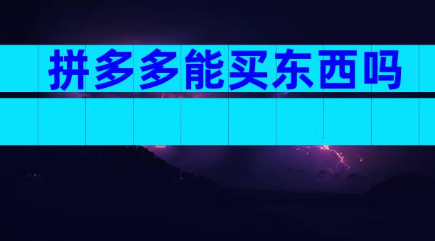 拼多多能买东西吗