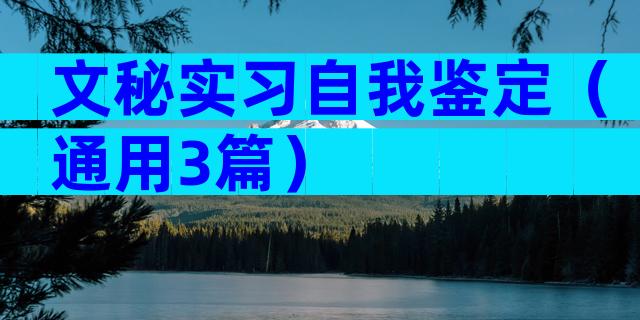 文秘实习自我鉴定（通用3篇）