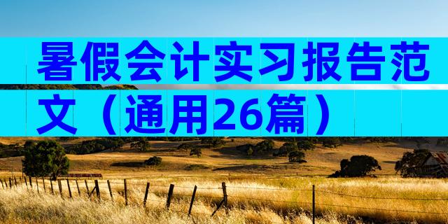 暑假会计实习报告范文（通用26篇）