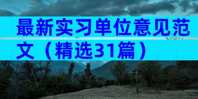 最新实习单位意见范文（精选31篇）