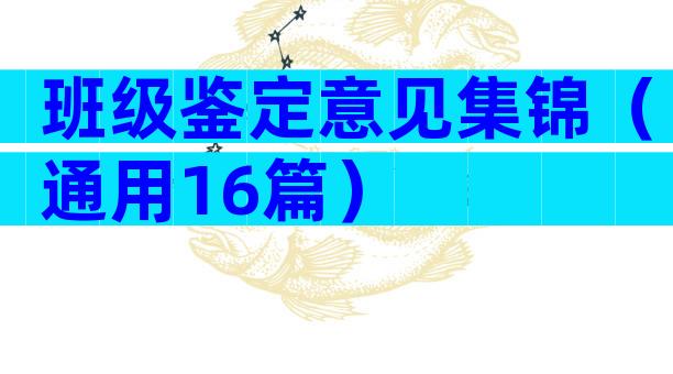 班级鉴定意见集锦（通用16篇）