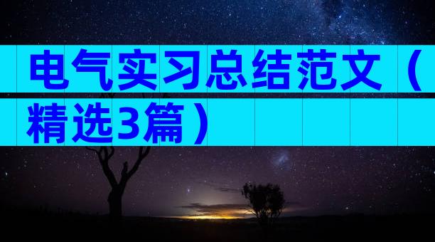 电气实习总结范文（精选3篇）