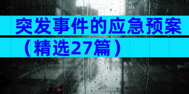 突发事件的应急预案（精选27篇）