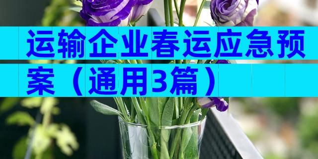 运输企业春运应急预案（通用3篇）