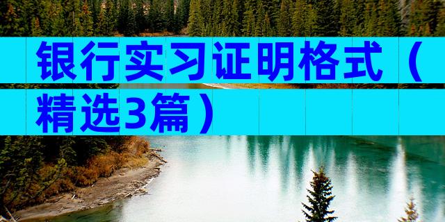 银行实习证明格式（精选3篇）