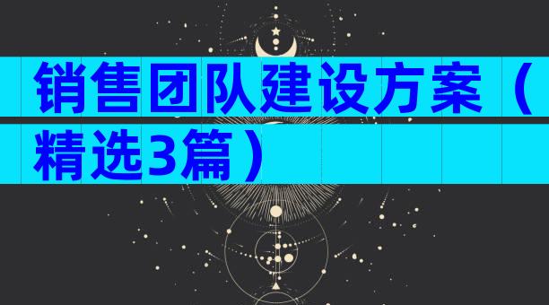 销售团队建设方案（精选3篇）