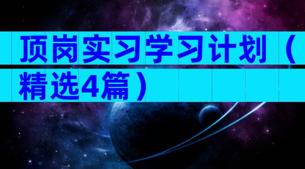 顶岗实习学习计划（精选4篇）